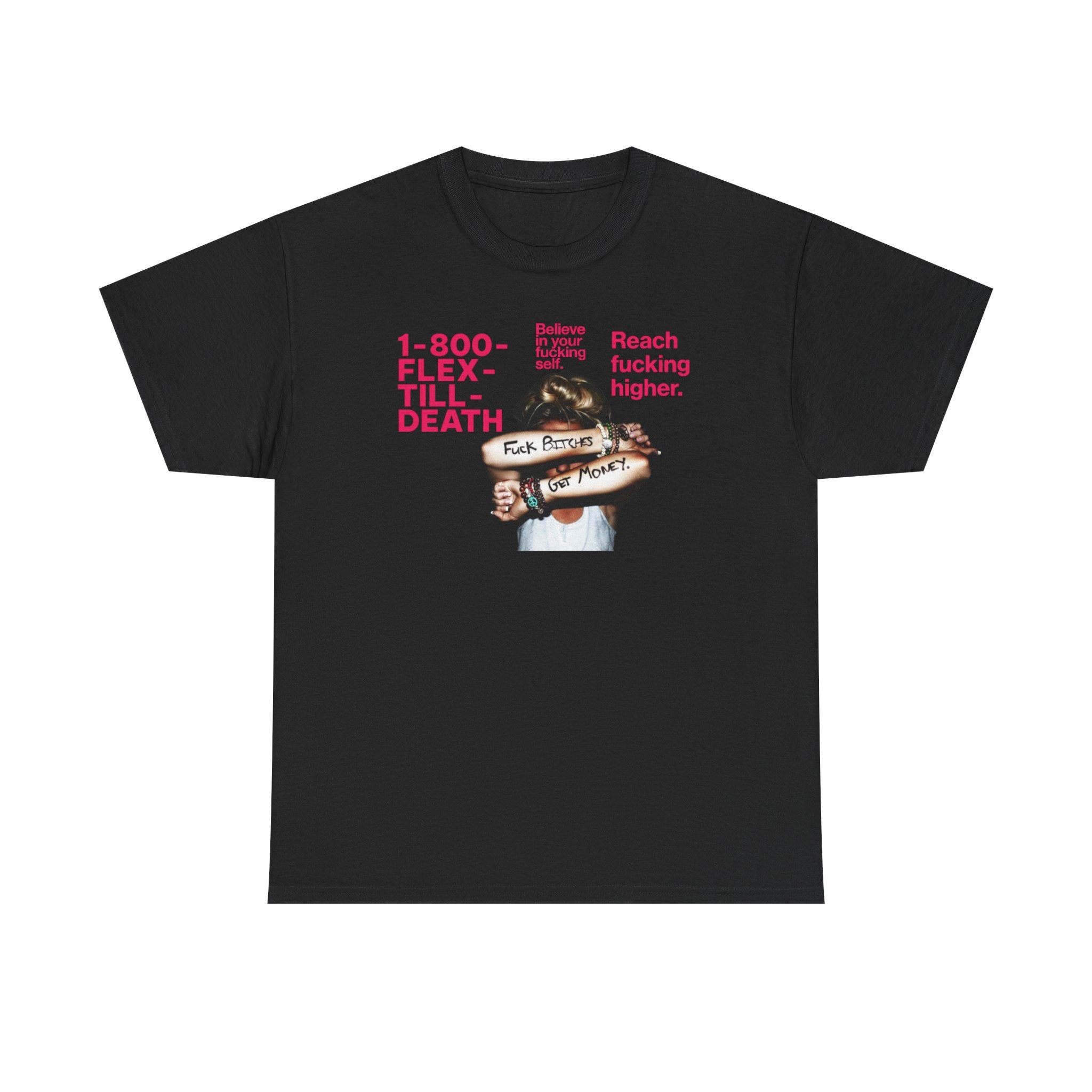 "1-800-FLEX-TILL-DEATH" Vintage Tattoo Girl Motivational TEE